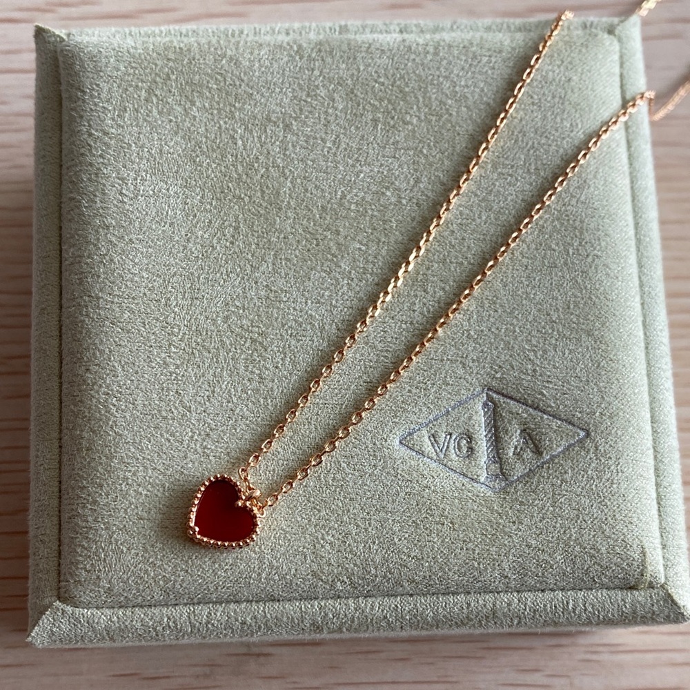 Van Cleef & Arpels Red Heart Pendant Necklace in Rose Gold